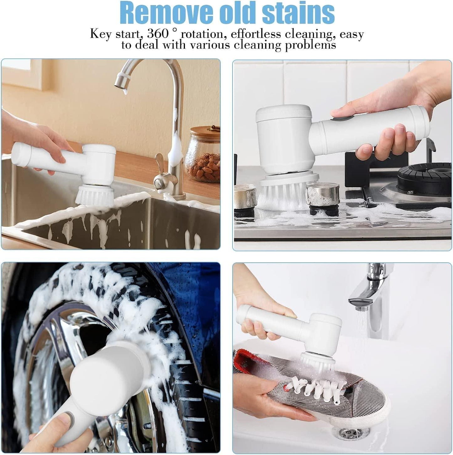 5-in-1 Powerful Electric Spin Scrubber | Powerful Cordless Cleaning Brush for Bathroom, Kitchen & More!