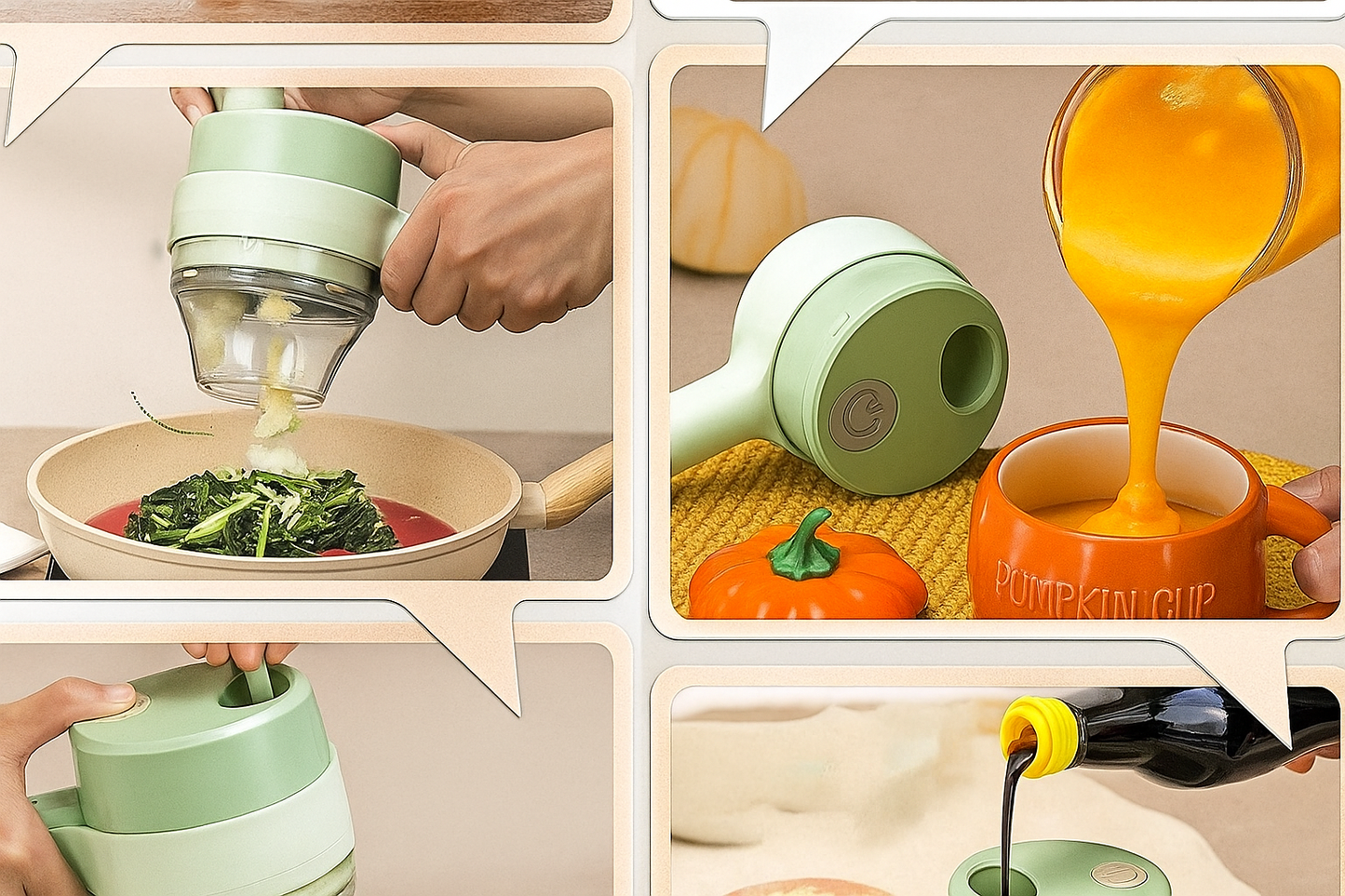 4-in-1 Portable Electric Vegetable Cutter | Chopper, Slicer, Grinder & Peeler in One