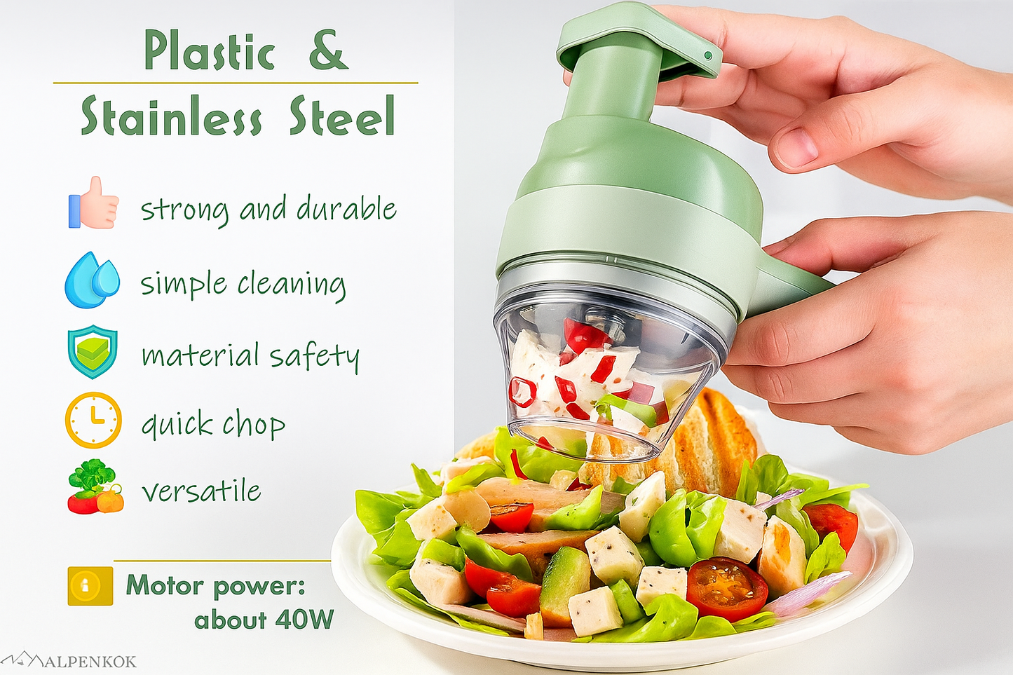 4-in-1 Portable Electric Vegetable Cutter | Chopper, Slicer, Grinder & Peeler in One
