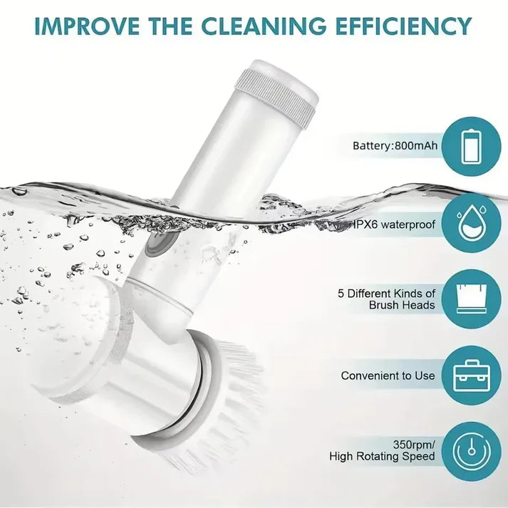 5-in-1 Powerful Electric Spin Scrubber | Powerful Cordless Cleaning Brush for Bathroom, Kitchen & More!