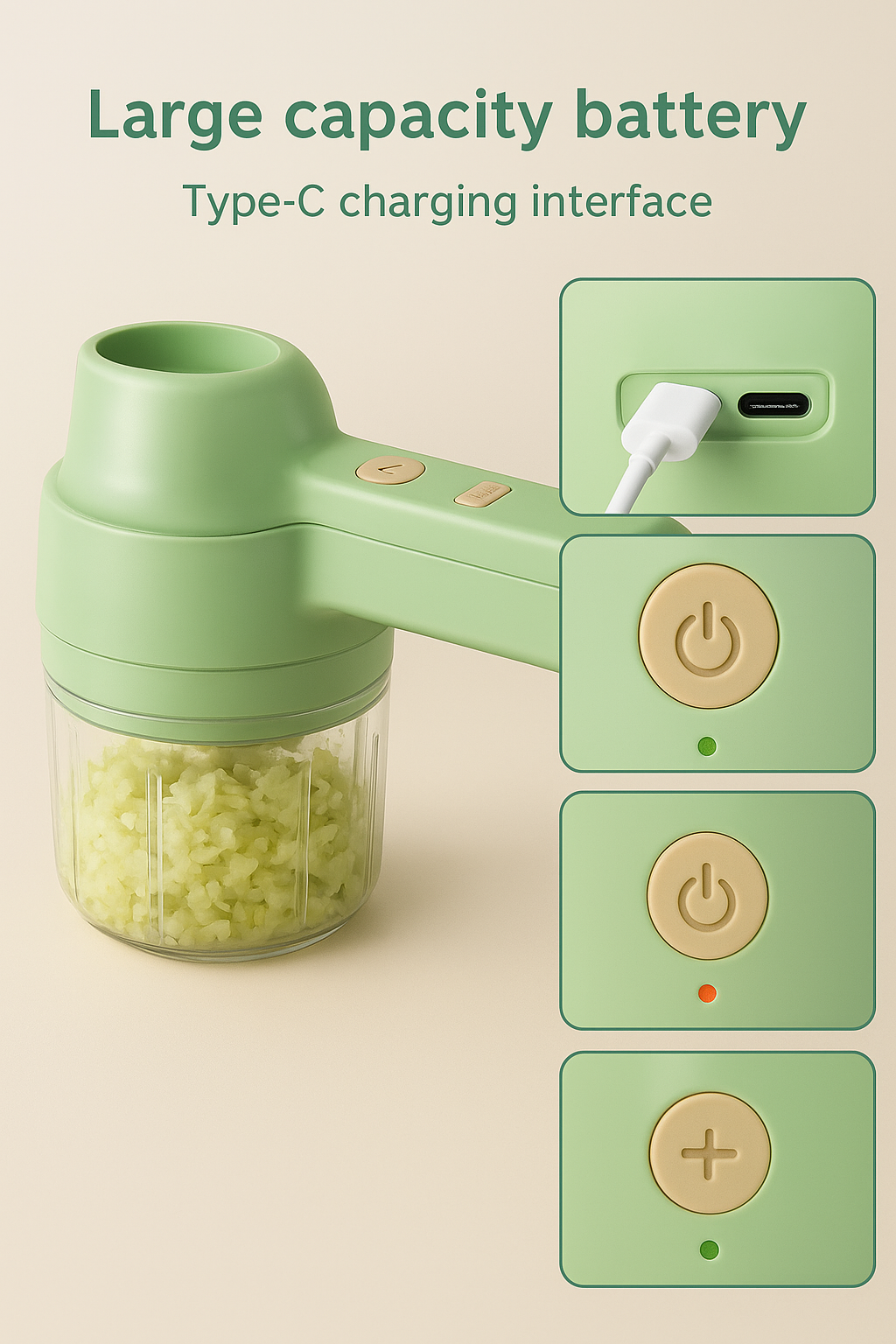 4-in-1 Portable Electric Vegetable Cutter | Chopper, Slicer, Grinder & Peeler in One